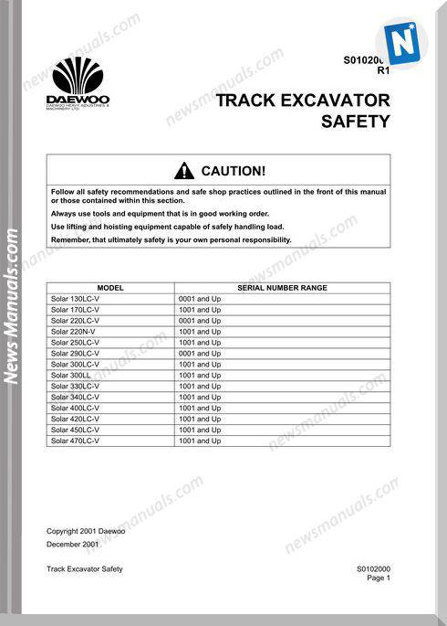 Doosan Crawled Excavators S420Lc V Shop Manual