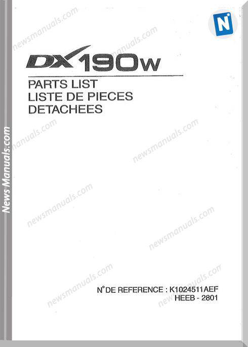 Doosan Dx190W Excavator Parts Manual