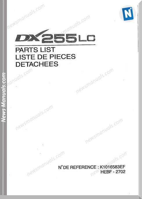 Doosan Dx255Lc Excavator Parts Manual