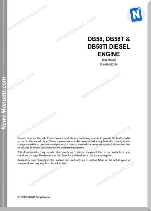 Doosan Engine - Db58, Db58T Db58Ti Shop Manual