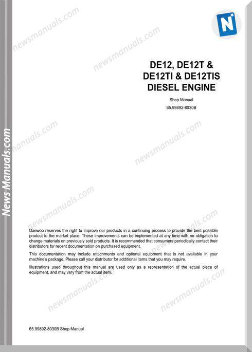 Doosan Engine De12 De12T De12Ti De12Tis Shop Manual