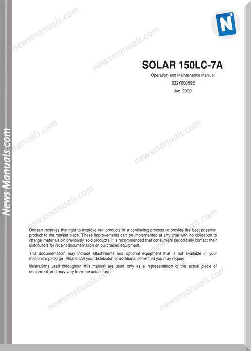Doosan Solar 150Lc 7A Operation And Maintenance Manual