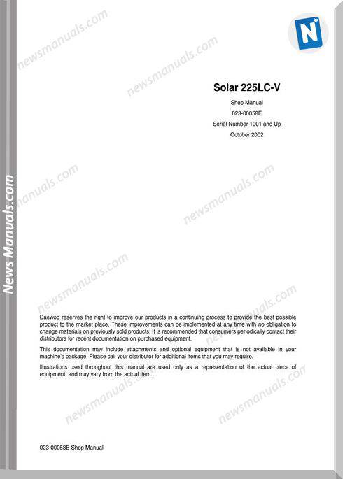 Doosan Solar 225Lc V Shop Manual