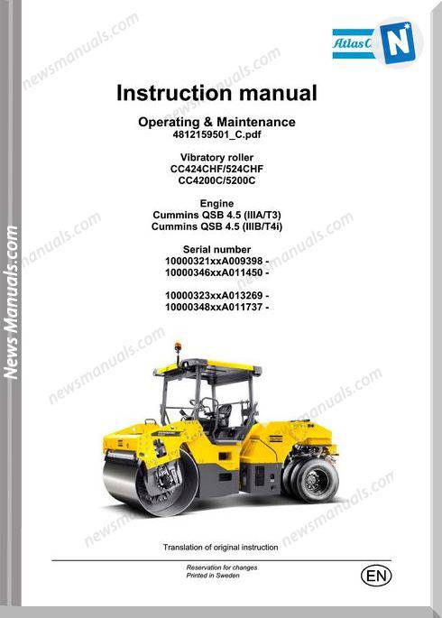 Dynapac C424Chf 524Chf Cc4200C 5200C Maintenance Manual
