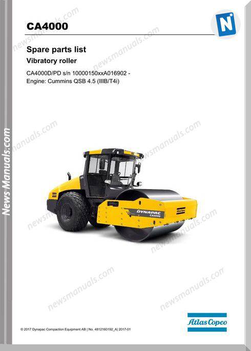 Dynapac Ca4000D Pd Vobratory Roller Parts Manual