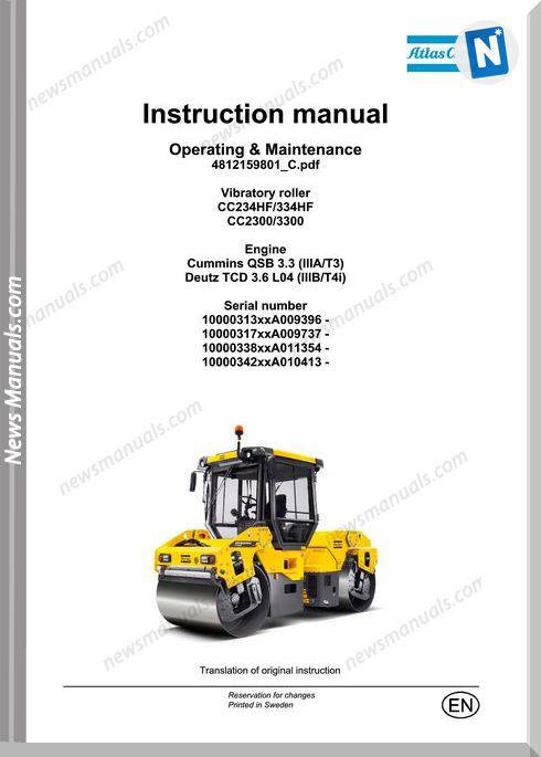 Dynapac Cc234Hf 334Hf Cc2300 3300 Maintenance Manual