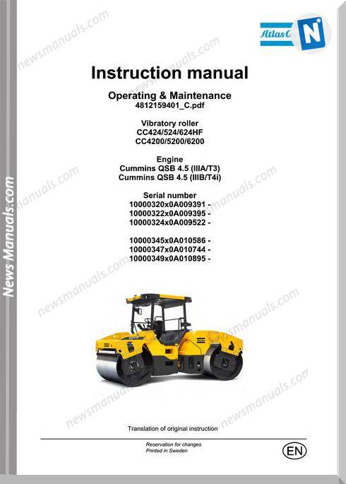 Dynapac Cc42452 4624Hf Cc4200 52006200 Maintenance Manual