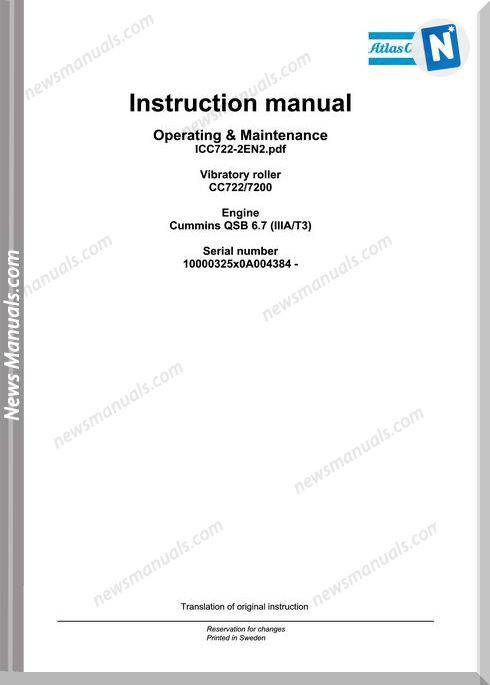 Dynapac Cc7200 Vibratory Roller Op Maintenance Manual