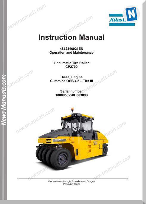 Dynapac Cp2700 Pneumatic Roller Maintenance Manual