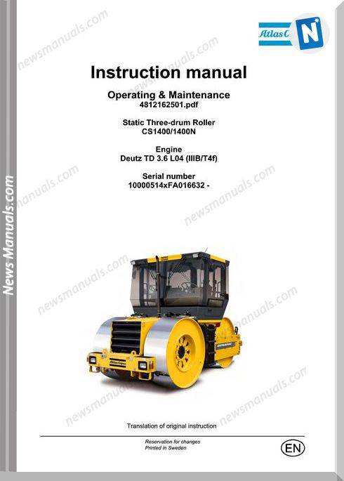 Dynapac Drum Roller Cs14001400N Maintenance Manual