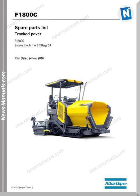 Dynapac F1800C Tracked Paver Parts Manual