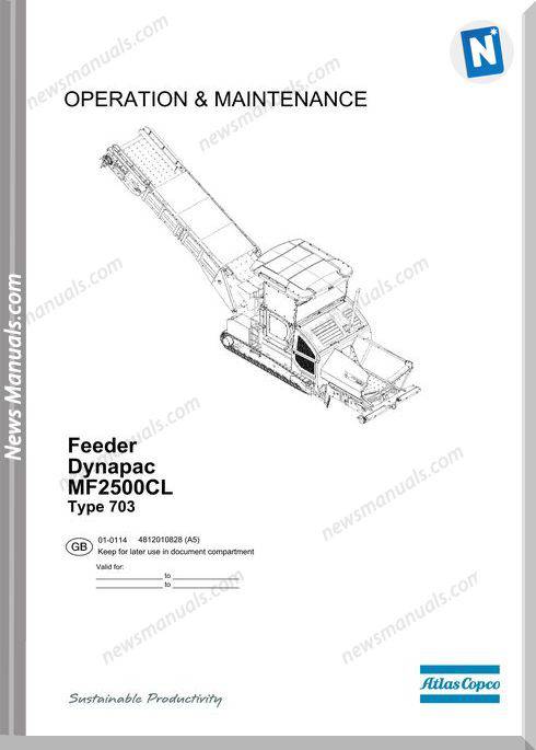 Dynapac Mf2500Cl Feeder Operation And Maintenance Manual