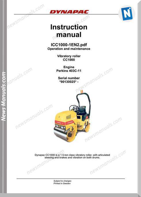 Dynapac Mini Roller Cc1000 1 En Instruction Manual
