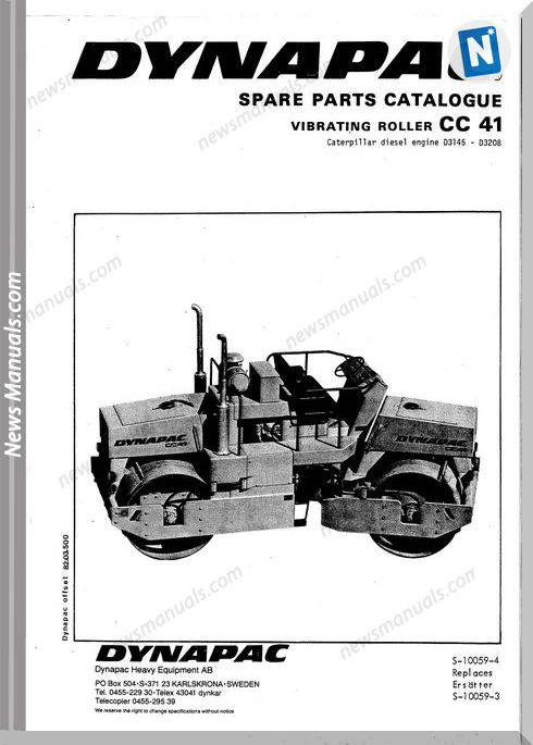 Dynapac Model Cc41 Vibrating Roller Parts Catalogue