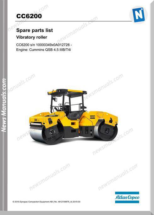 Dynapac Model Cc6200 Vibratory Roller Parts Manuals
