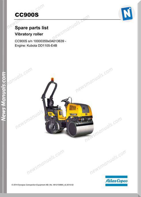 Dynapac Model Cc900S Vibratory Roller Parts Manuals
