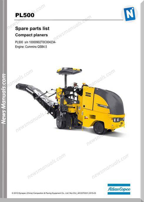 Dynapac Model Pl500 Spare Parts List 4812270321