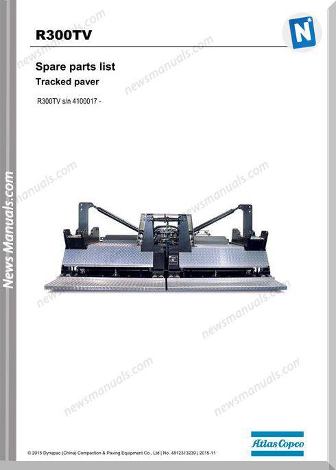 Dynapac Model Tracked Paver R300Tv Parts Manual