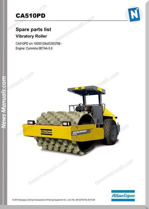 Dynapac Model Vibratory Roller Ca510Pd Parts Manuals