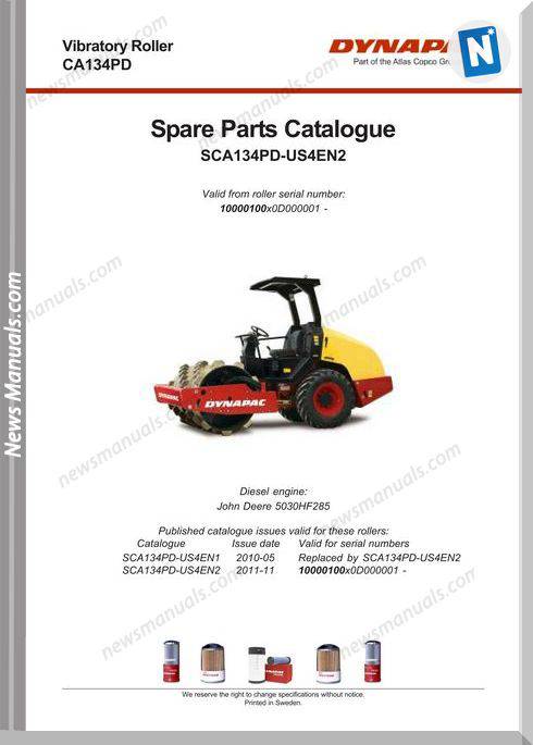 Dynapac Models Ca134Pd 2 Parts Catalogue