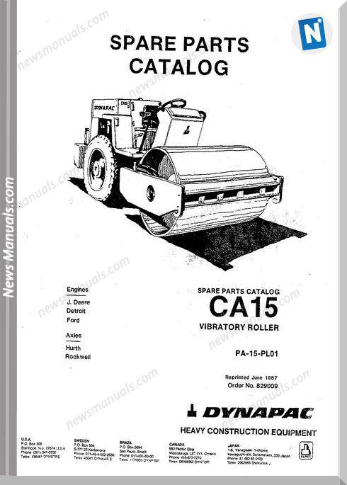 Dynapac Models Ca15 Parts Catalogue