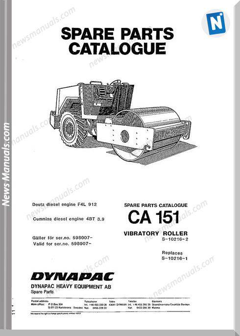 Dynapac Models Ca151 Parts Catalogue