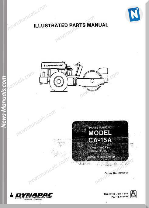 Dynapac Models Ca15A Parts Catalogue