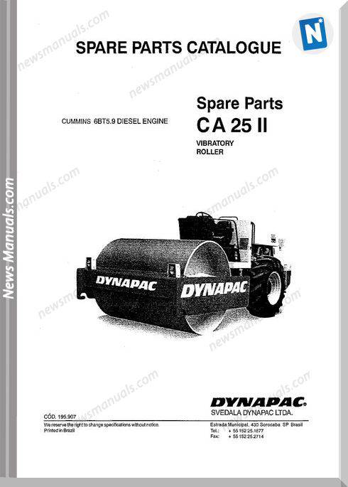 Dynapac Models Ca25 Ii Parts Catalogue