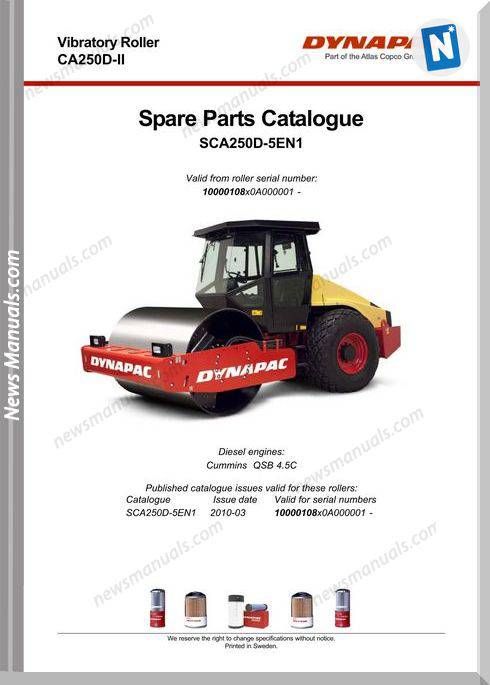 Dynapac Models Ca250D Parts Catalogue