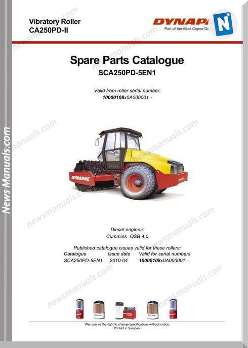 Dynapac Models Ca250Pd Parts Catalogue