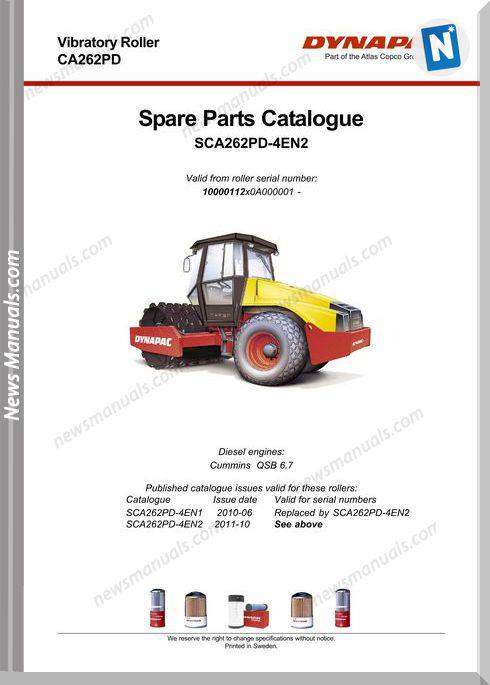 Dynapac Models Ca262Pd Parts Catalogue