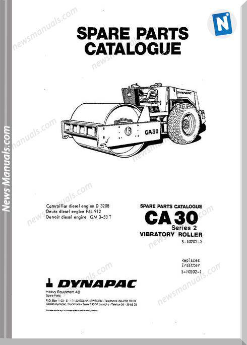 Dynapac Models Ca30 2 Parts Catalogue