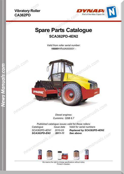 Dynapac Models Ca362 Parts Catalogue