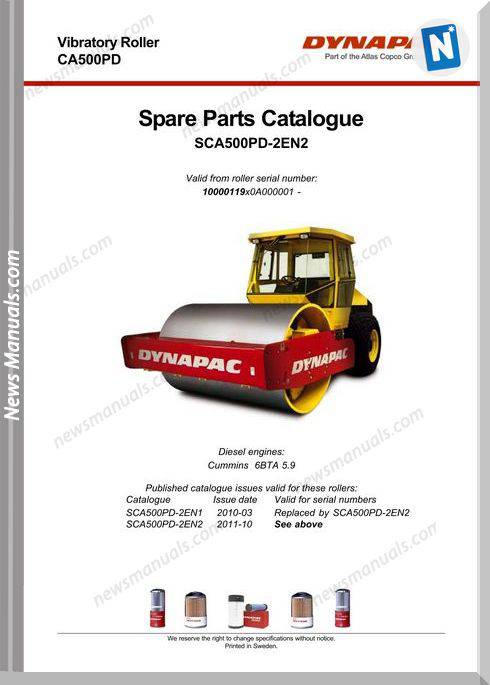 Dynapac Models Ca500Pd Parts Catalogue