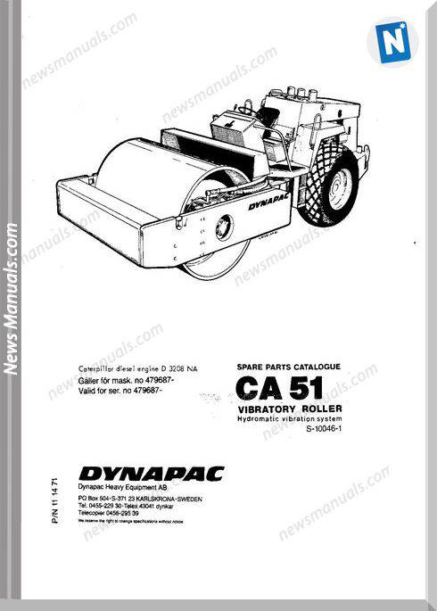 Dynapac Models Ca51 2 Parts Catalogue