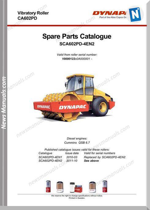 Dynapac Models Ca602Pd 2 Parts Catalogue