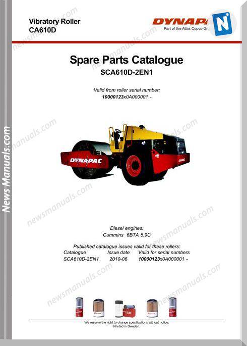 Dynapac Models Ca610 2 Parts Catalogue