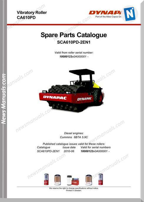 Dynapac Models Ca610Pd 2 Parts Catalogue