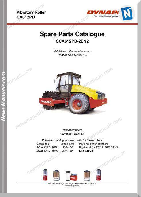 Dynapac Models Ca612Pd 2 Parts Catalogue
