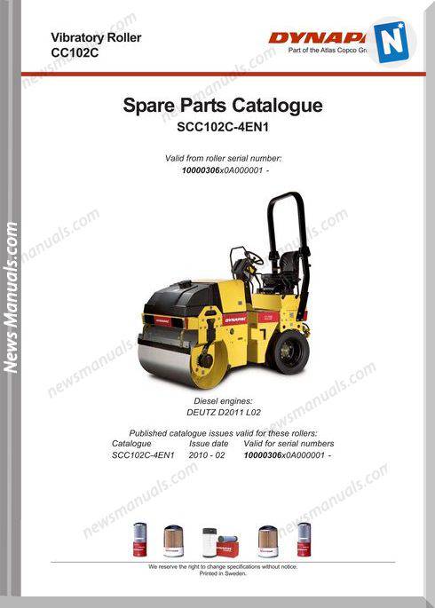 Dynapac Models Cc102 4 Parts Catalogue
