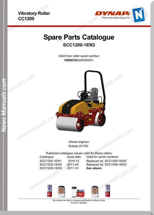 Dynapac Models Cc1200 Parts Catalogue