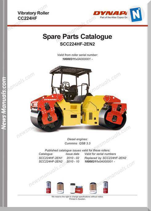Dynapac Models Cc224Hf 3 Parts Catalogue
