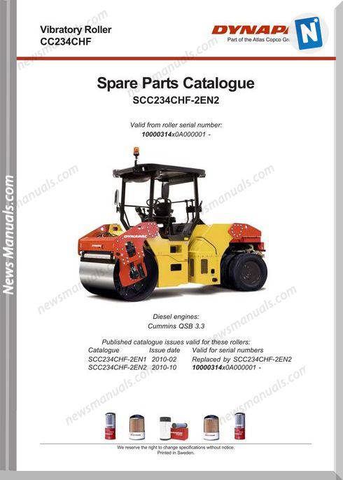 Dynapac Models Cc234Chf 2 Parts Catalogue