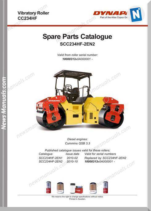 Dynapac Models Cc234Hf 2 Parts Catalogue