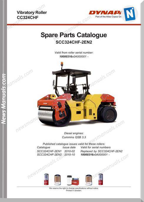 Dynapac Models Cc324Chf 2 Parts Catalogue