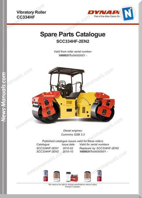 Dynapac Models Cc334Chf 2 Parts Catalogue