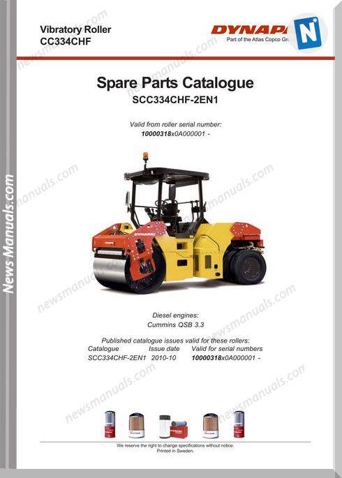 Dynapac Models Cc334Chf Parts Catalogue