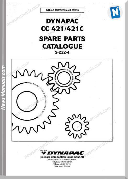 Dynapac Models Cc421 Cc421C Parts Catalogue