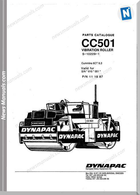 Dynapac Models Cc501 Parts Catalogue