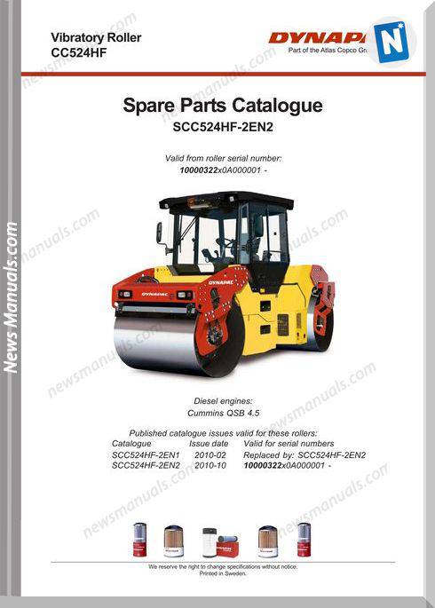Dynapac Models Cc524Hf 2 Parts Catalogue